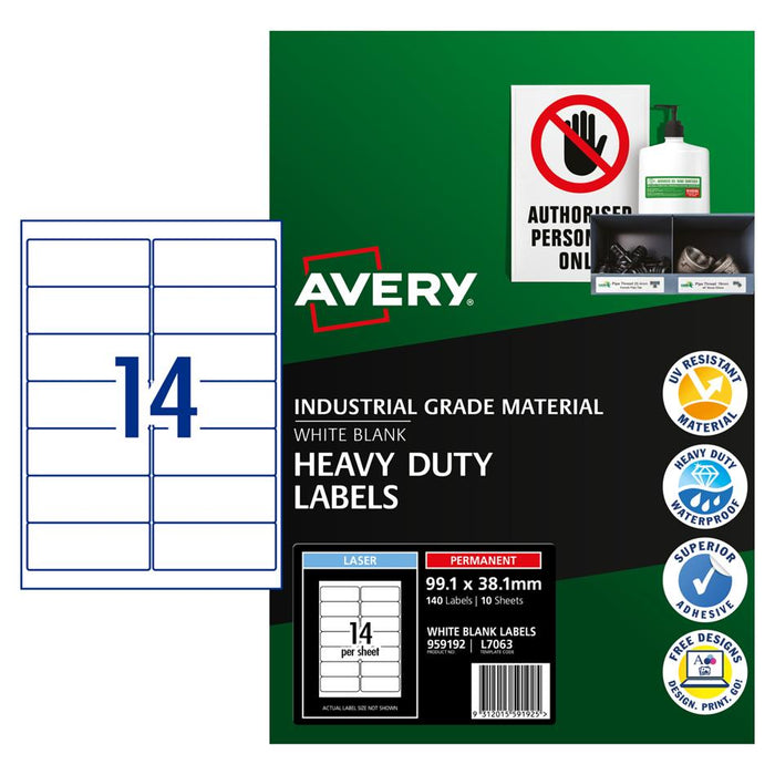 Avery Heavy Duty Laser Labels 99x38mm 10 Sheets L7063_2