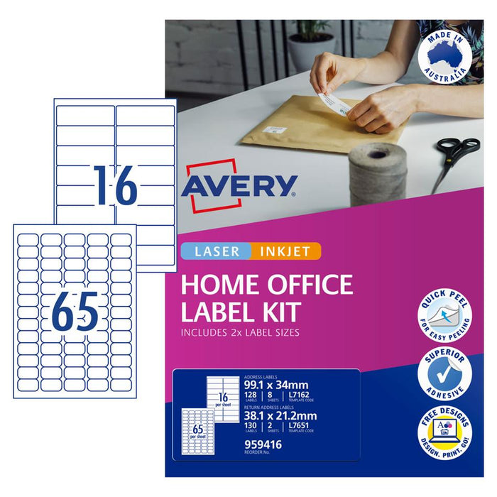 Avery Home Office Label Kit - 10 Sheets Address Labels 1000706_2