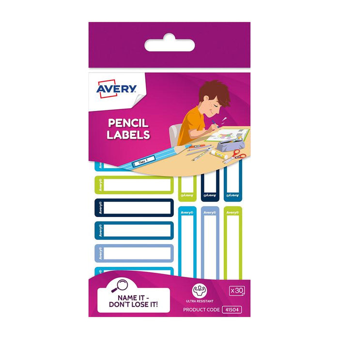 Avery Kids Pencil Labels 30 Pack Blue/Green 231493_1