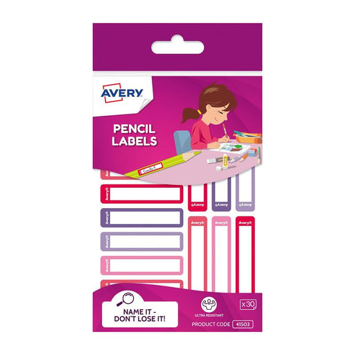 Avery Kids Pencil Labels 30 Pack Pink/Purple 231492_1