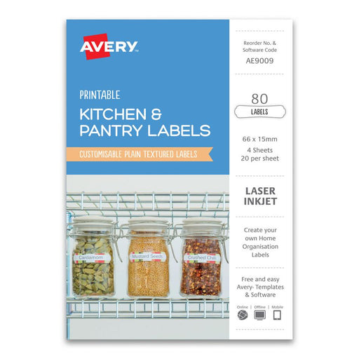 Avery Kitchen & Pantry Labels 66x15mm, 20 Labels, 4 Sheets_1