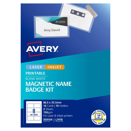 Avery Magnetic Name Badge Kit L7418, 10 Sheets, 8 BadgesSheet_1