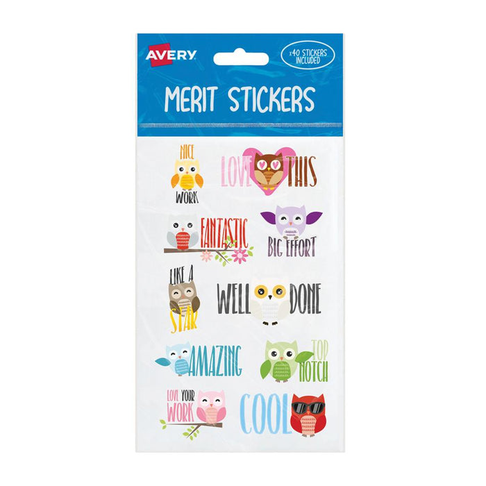 Avery Merit Stickers 40 Pack - Fun Owl Designs 239425_1