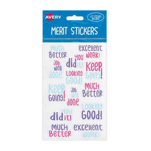 Avery Merit Stickers 52 Pack - Fun Fonts & Designs 239422_1