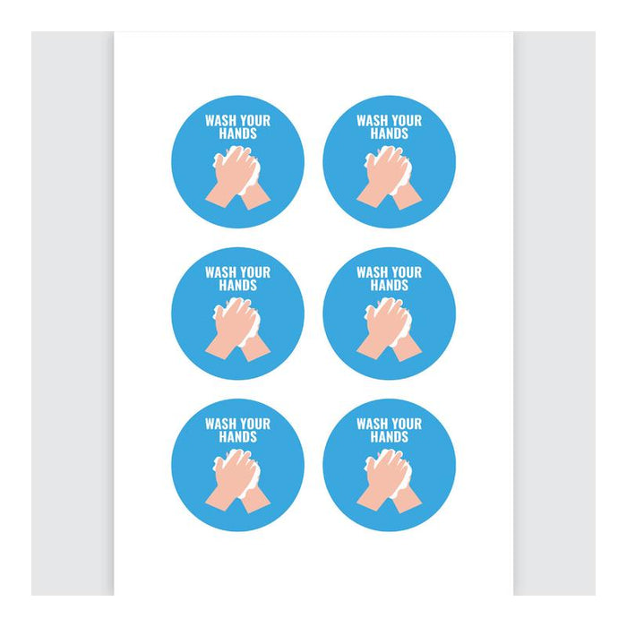 Avery Pre-Printed Self-Adhesive Sign Wash Your Hands Round 6up 5 Sheets 238910_1