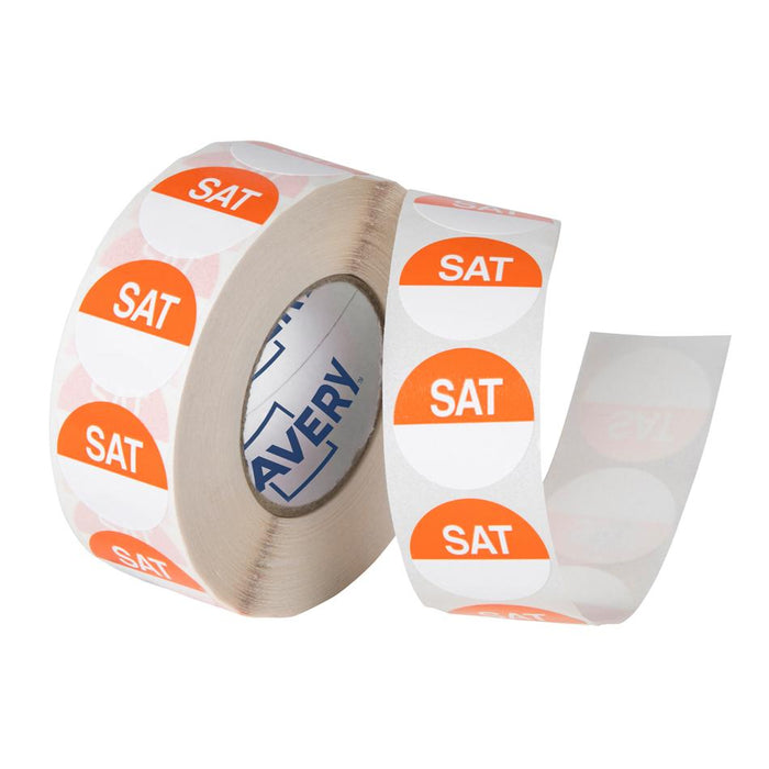 Avery Round Day Labels 24mm Orange White 1000 Roll 1002518_1