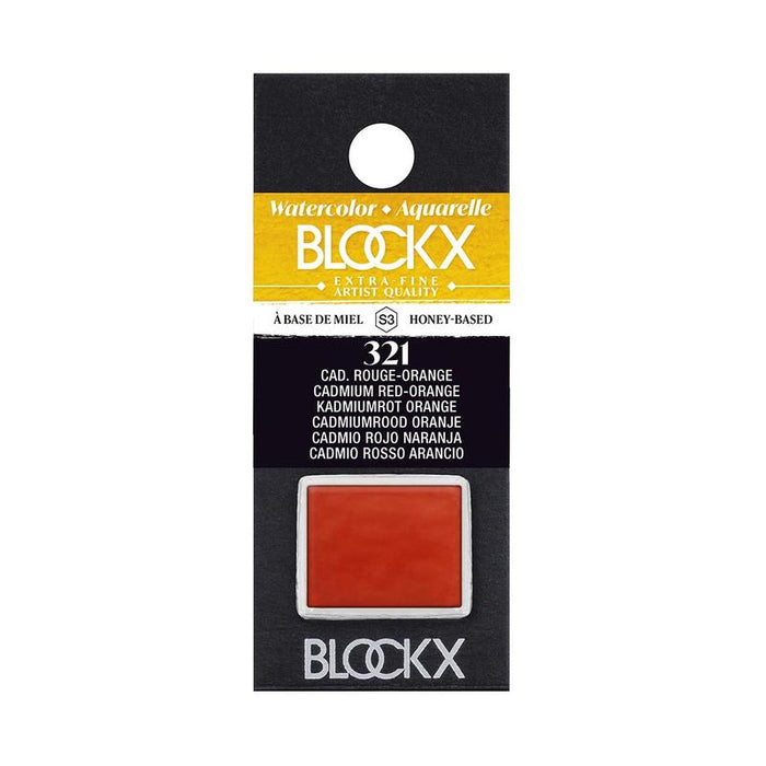 BLOCKX Watercolour Half Pan S3 321 Cadmium Red Orange C41321BXC_1
