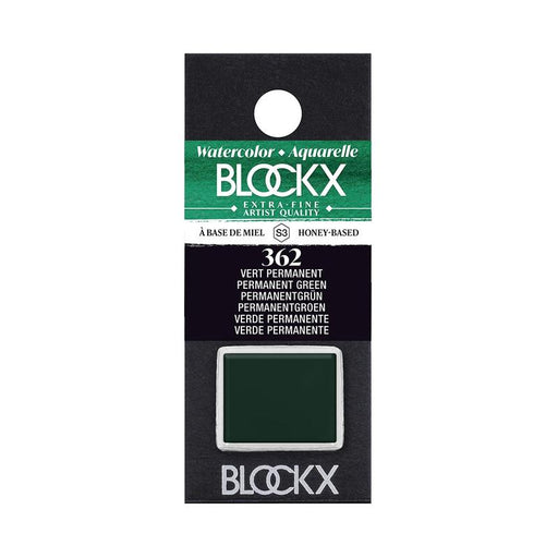 BLOCKX Watercolour Half Pan S3 362 Permanent Green C41362BXC_1