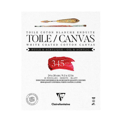 Clairefontaine Cotton Canvas Pad White 24x32cm 345g 10sh C975222C_1