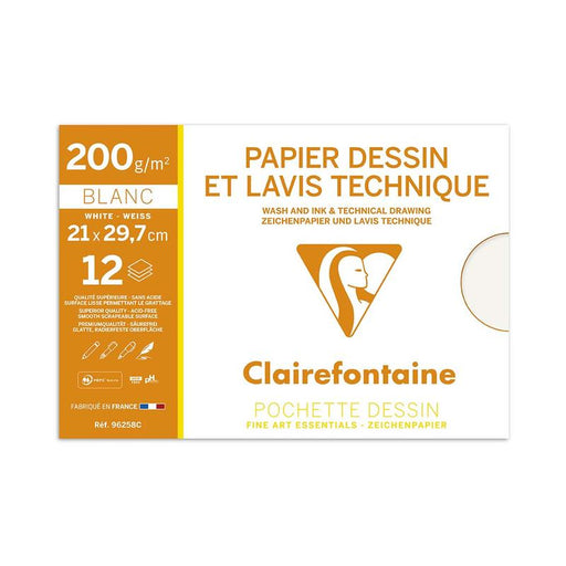 Clairefontaine Lavis Dessin Technical Drawing Paper A4, Pack of 12 C96258C_1