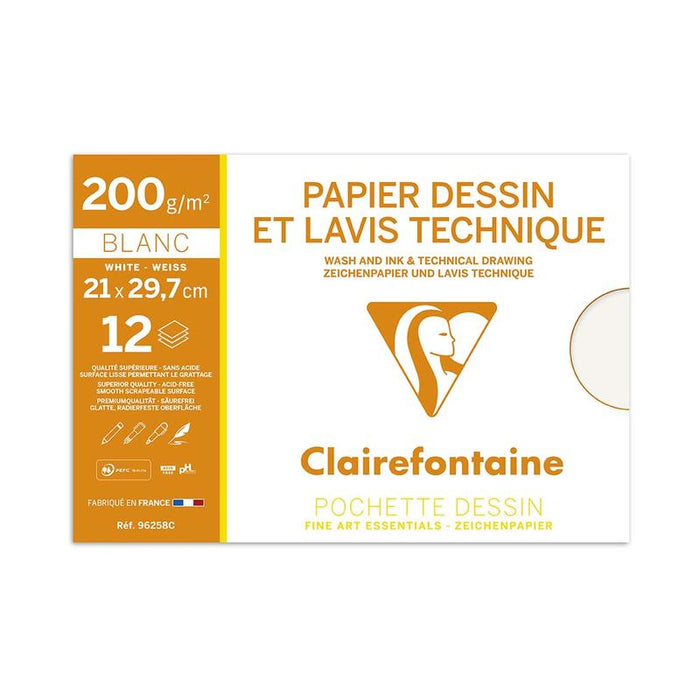 Clairefontaine Lavis Dessin Technical Drawing Paper A4, Pack of 12 C96258C_1