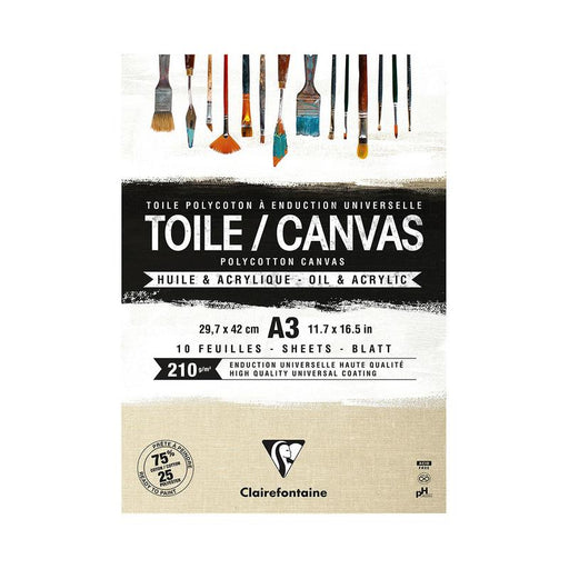 Clairefontaine Polycotton Canvas Pad Natural A3 210g 10sh C975211C_1