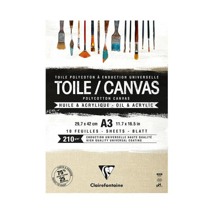 Clairefontaine Polycotton Canvas Pad Natural A3 210g 10sh C975211C_1