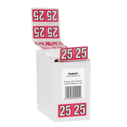 Codafile 19mm Year 2025 Labels Roll of 500 1000587_1