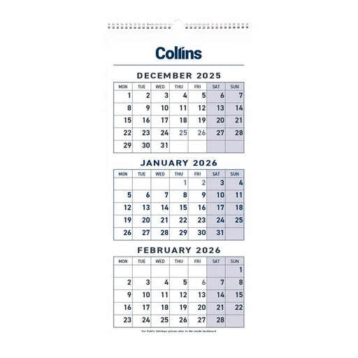 Collins 2026 Three Month Wiro Calendar 441050_1