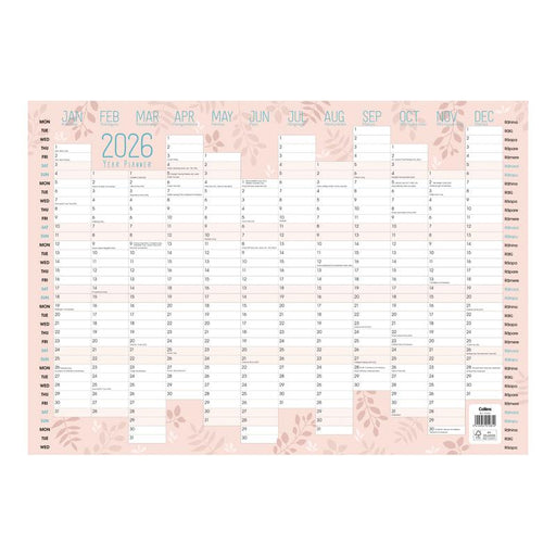 Collins A3 Unlaminated Wall Planner Even Year 150645_2
