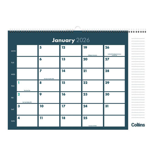 Collins Even Year Calendar 1 Month View Wiro Bound 420mm_2