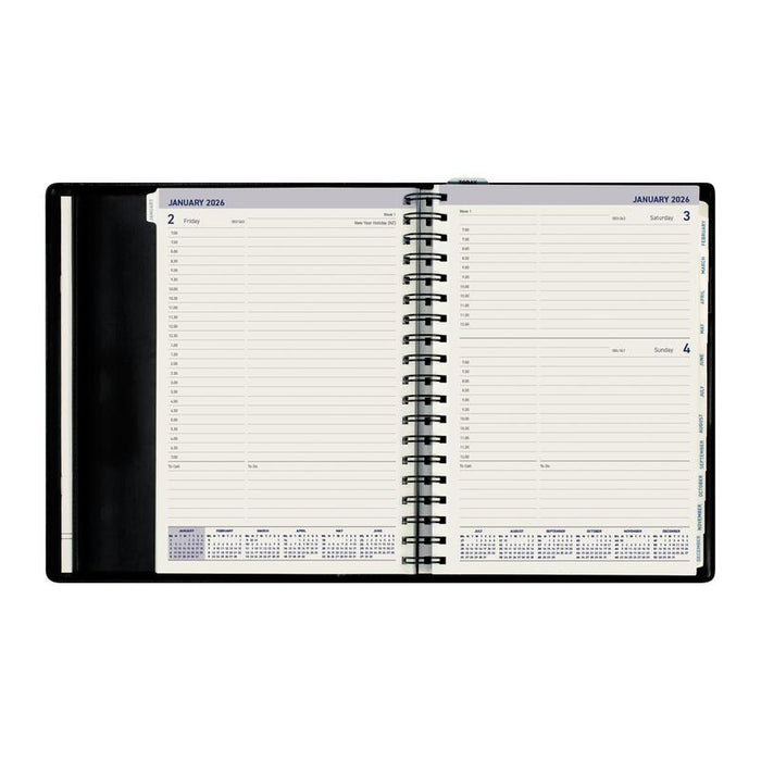 Collins Wiro Tabbed Diary 246x165mm Black Even Year 441627_2
