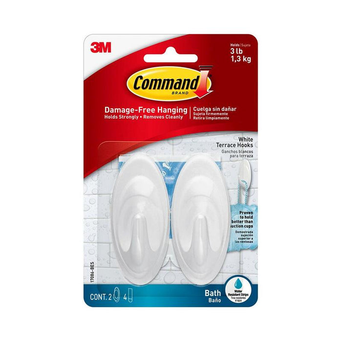 Command Bathroom Hook 17086-BES Medium White, Pack of 2 11173_1