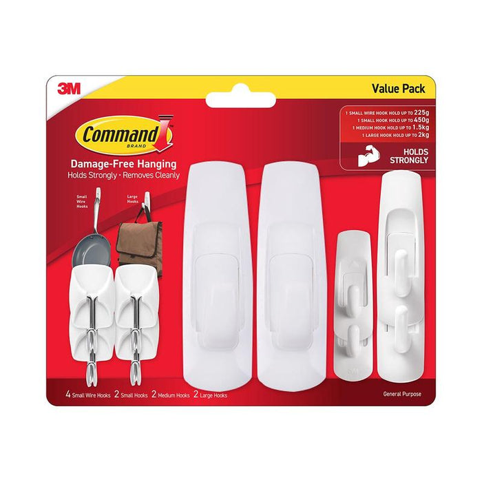 Command Hook 17013-10 Assorted Clear White, Value Pack of 10 10348_1