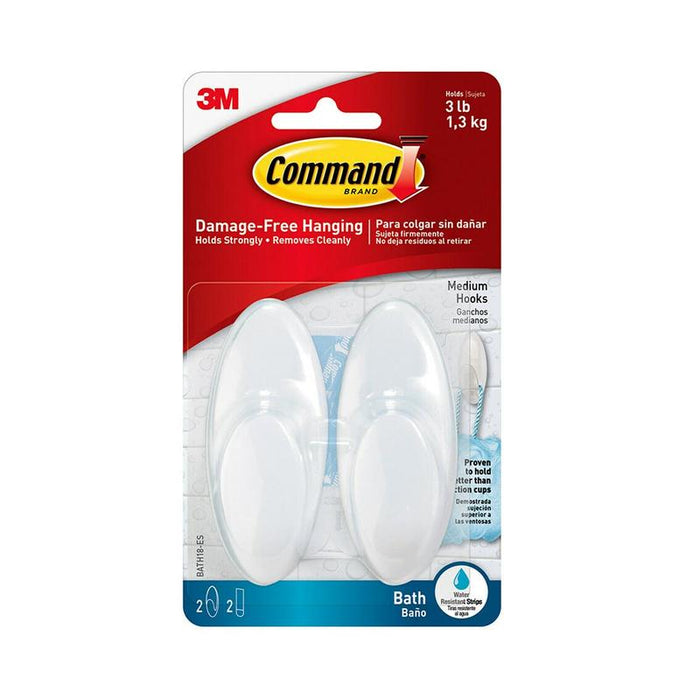 Command Towel Hook BATH18-ES Medium Frosted, Pack of 2 11171_1