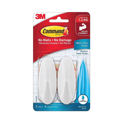 Command Wet Area Hook 17081WD Medium White, Pack of 2 11177_1
