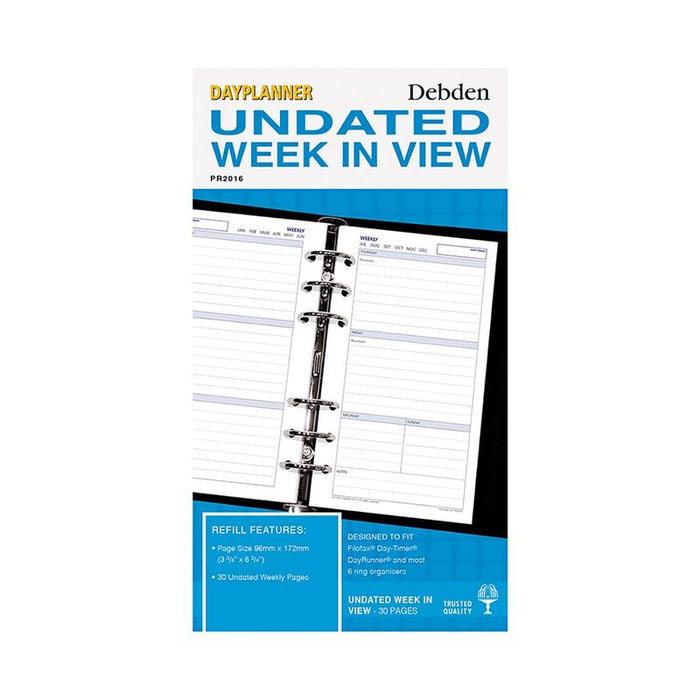 Debden Personal Dayplanner Refill Undated Week to View CDPR2016_1