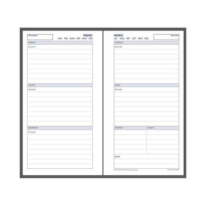 Debden Personal Dayplanner Refill Undated Week to View CDPR2016_2