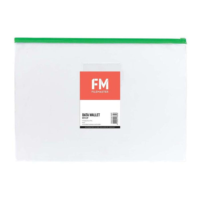 FM A4 Clear PVC Data Wallet with Zip - Assorted Colors 231870_1