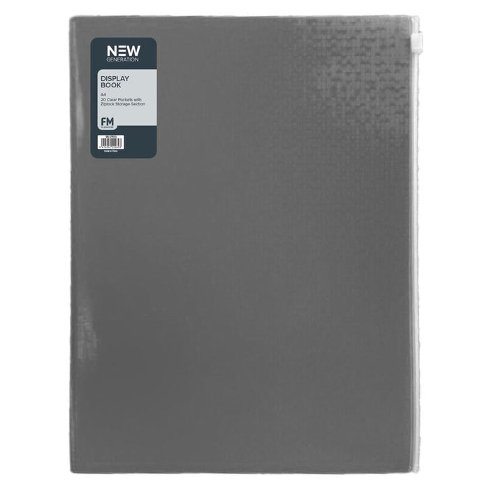 FM A4 Display Book 20 Pocket Gunmetal Black with Zip 12466515_1
