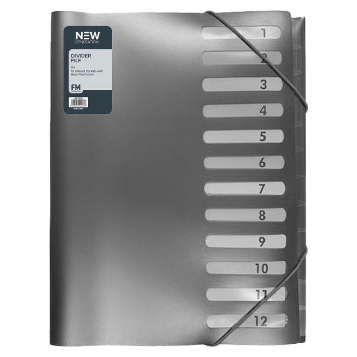 FM A4 Divider File Gunmetal Black 12 Tabs 12466535_1