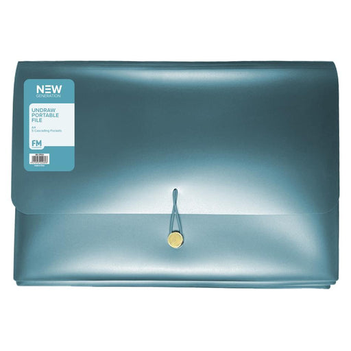 FM Portable A4 Expanding File 5 Pocket Ocean Blue 12466521_1
