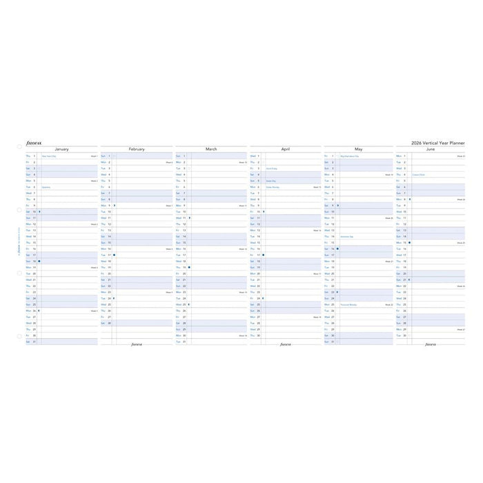Filofax A4 Vertical Year Planner 2026 100gsm Refill_2