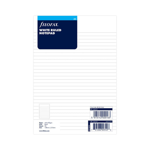 Filofax A5 Organiser Refill Notepad Ruled White F342210_1