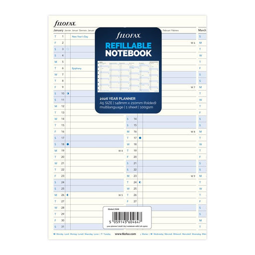 Filofax A5 Year Planner Refill 2026 - 100gsm Paper_1