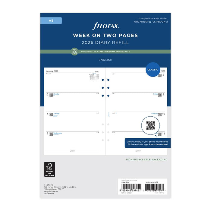 Filofax Classic A5 Refill Diary 2026 - Recycled Paper_1