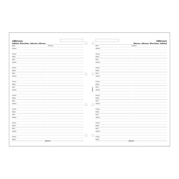 Filofax Organiser Refill Contacts A4 White F257075_2