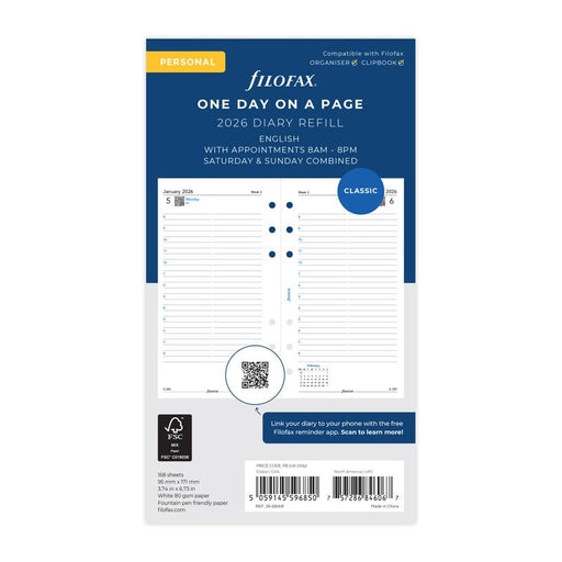 Filofax Personal Day Per Page Refill 2026 1001671_1