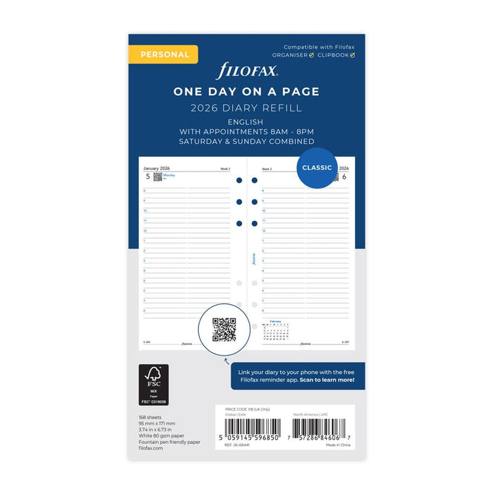 Filofax Personal Day Per Page Refill 2026 1001671_1