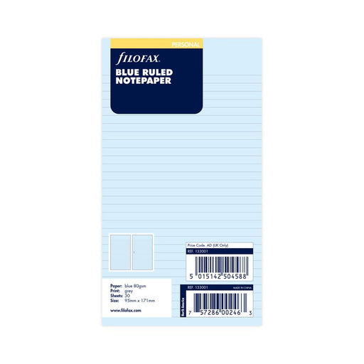 Filofax Personal Notepaper Refill Blue Ruled 30 Sheets F133001_1