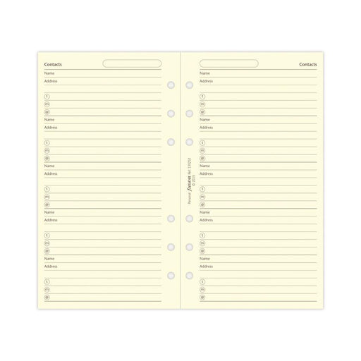 Filofax Personal Organiser Refill Contacts 24 Sheets Cotton Cream_2