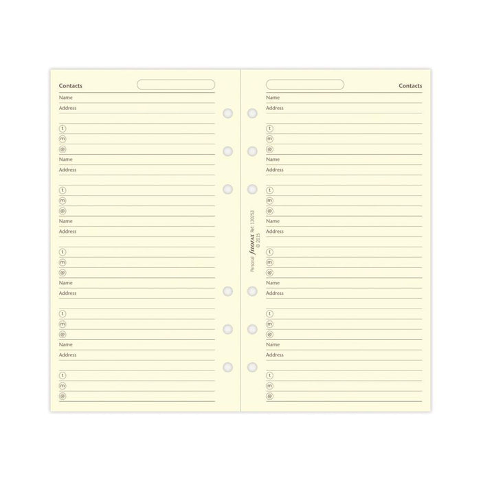 Filofax Personal Organiser Refill Contacts 24 Sheets Cotton Cream_2