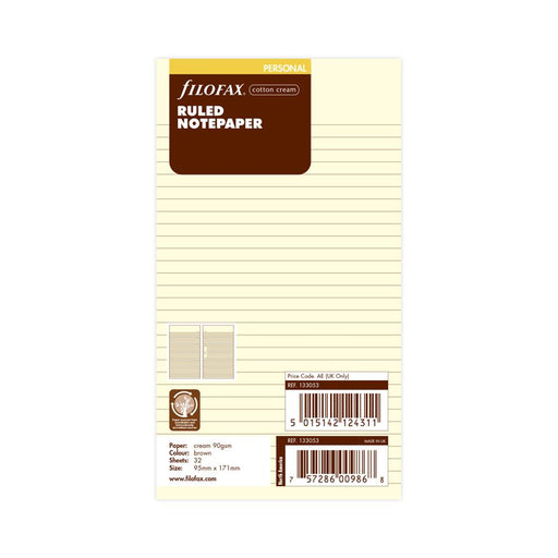 Filofax Personal Organiser Refill Ruled Notepaper 30 Sheets_1
