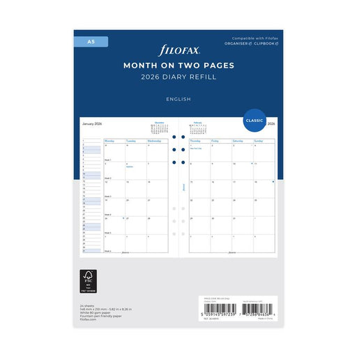 Filofax Refill Classic Month To View A5 2026 1001674_1
