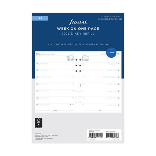 Filofax Refill Classic Week Per Page A5 ML 2026 1001675_1