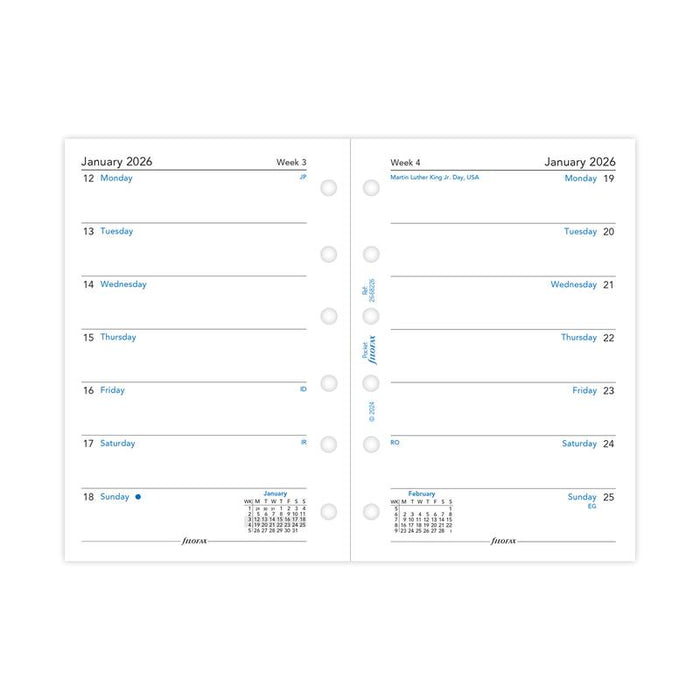 Filofax Refill Classic Week Per Page Pocket 2026 1001661_2
