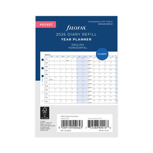 Filofax Refill Year Planner Horizontal Pocket 2026 1001657_1