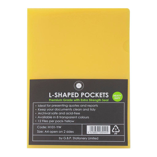 Osc L Shaped Pockets A4 Yellow Pack 12