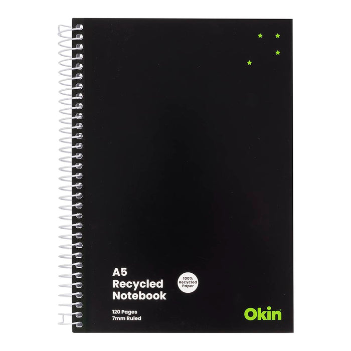 Okin A5 Recycled Spiral Notebook 120pg 70% Rec ISNBR002