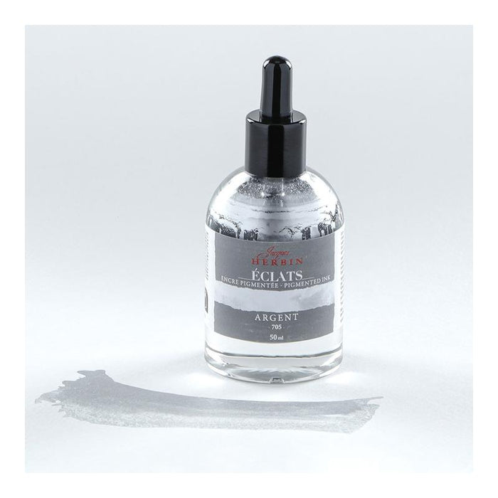 Jacques Herbin Eclats Pigmented Ink Silver 50ml C16705T_3